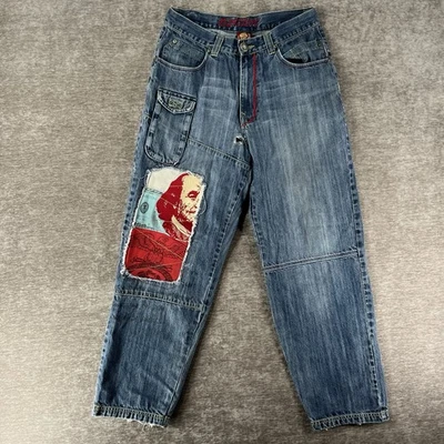 Vintage Platinum Gear Jeans Masculino Baggy 34x30 Perna Larga Hip Hop Streetwear Azul - Imagem 1 de 4