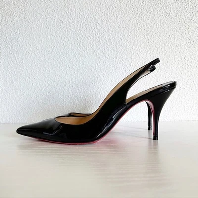 Christian Louboutin Clare Black Patent Leather Slingback Heels Size EU 37.5 - Image 1 of 4