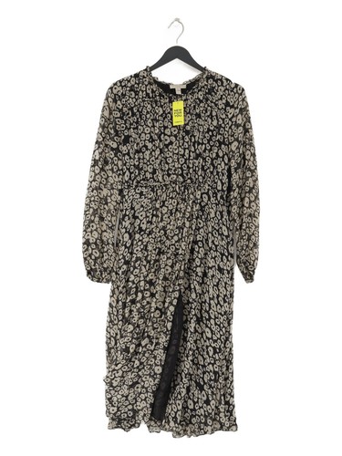 Abito midi donna Burberry UK 10 nero 100% poliestere linea A