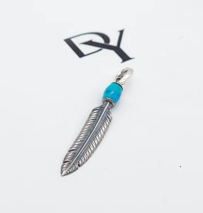 David Yurman Turquoise Southwest Feather Amulet in 925 Sterling Silver - Picture 1 of 6