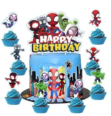 Juego de adornos para pasteles Spiderman selecciones de cupcakes niños decoración de fiesta de cumpleaños 25 un. Foto 1 de 2