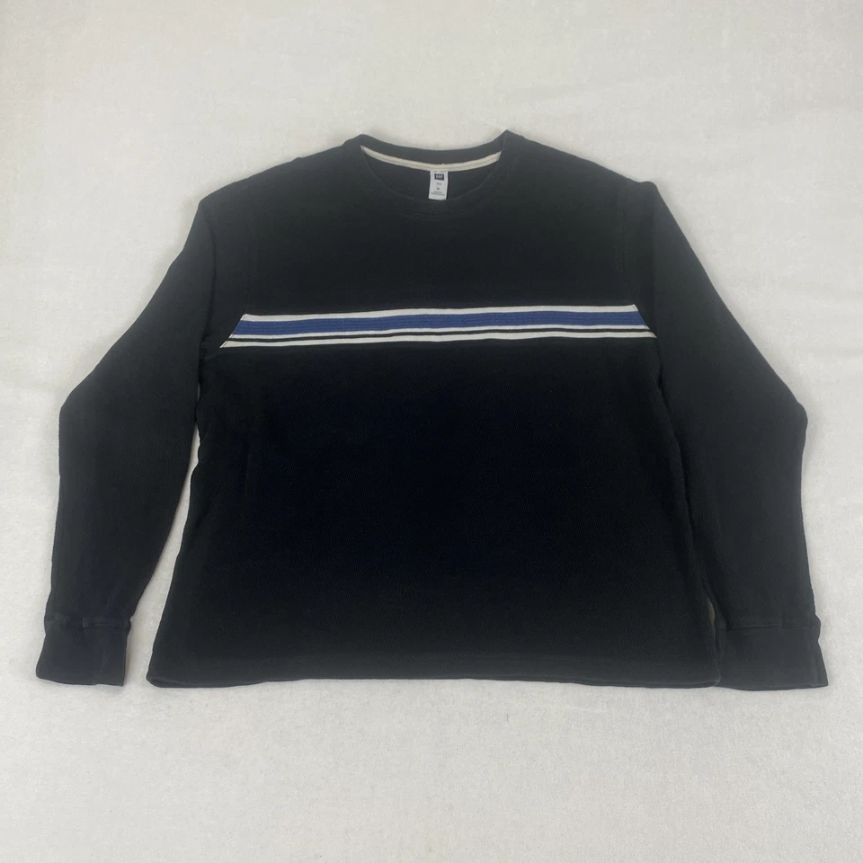 Camisa Gap Y2K Patinador Grunge Tejido Waffle Térmica Negra Azul Rayas Manga Larga Foto 1 de 4