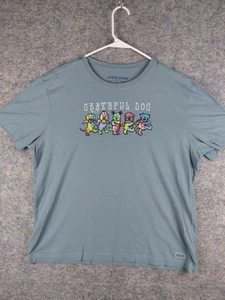 Life Is Good Grateful Dog T-Shirt Mes Size Large Crusher Lite Tee Gray/Blue - Picture 1 of 10