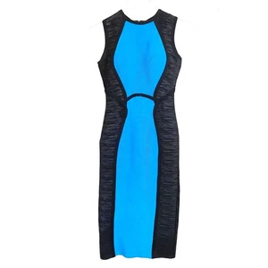 MacDougall schwarz und blau Bodycon Bandage Kleid Größe 4 Abschlussball Cocktail Reißverschluss hinten - Bild 1 von 8