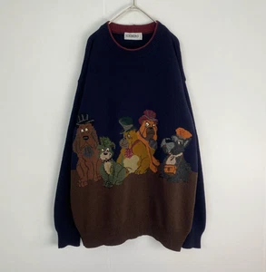 Iceberg Vintage Hund mit Hut Marineblauer Pullover Strick Italien Wolle 100% Selten 90er Jahre - Bild 1 von 7