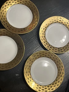4er Set 6" Teller Goldrand und Boden von Brillant Porzellan - Bild 1 von 6