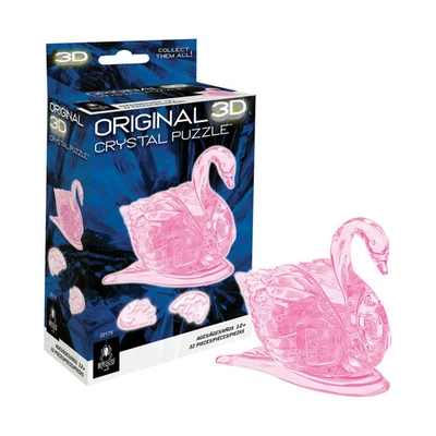 Nuevo - Rompecabezas de cristal 3D BePuzzled: Cisne (rosa): 32 piezas - Edades 12+ | 1 jugador Foto 1 de 2