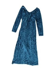 VINTAGE Womens Long Sleeve Maxi Dress UK 12 Medium Blue AI08 - Picture 1 of 2