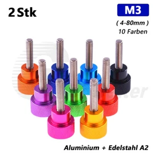 2 pz vite zigrinata M3 forma alta vite di regolazione vite maniglia Al + acciaio inox D12 - Foto 1 di 6