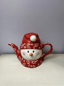 Baum Bros Cheery Muñeco de Nieve Colección Rojo y Blanco Navidad Tetera “Ojos Estilo” - Imagen 1 de 9