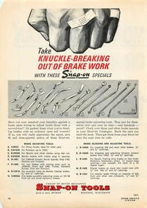 Service Station Magazine Print Ad SNAP-ON TOOLS 1963 Knuckle-Breaking Brake Work - Picture 1 of 1