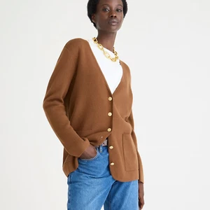 NEW J Crew Womens Giselle V-Neck Sweater Cardigan Knit Blazer Walnut S M L NWT - Picture 1 of 4