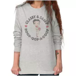 Betty Boop Classy and Sassy Vintage Cartoon Long Sleeve T Shirt Tees For Women - Picture 1 of 8