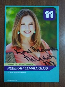 REBEKAH ELMALOGLOU *Terese Willis* NEIGHBOURS HAND SIGNED AUTOGRAPH CAST CARD