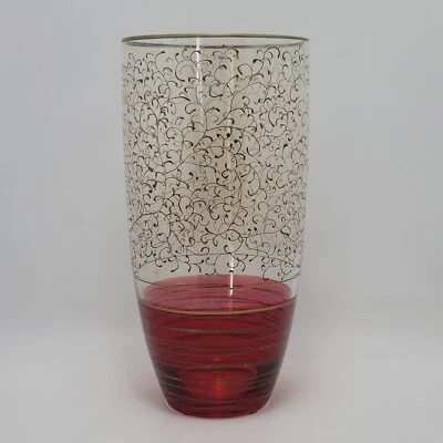 Florero grande Pier 1 Imports Rioja rollos dorados rojos rubí 11 pulgadas  Foto 1 de 4