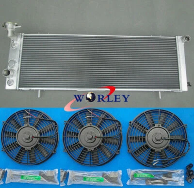 铝制散热器和风扇×3 适用于 1991 - 2001 年 JEEP Cherokee XJ 4.0 242 CID L6 — 第 1/4 张图片