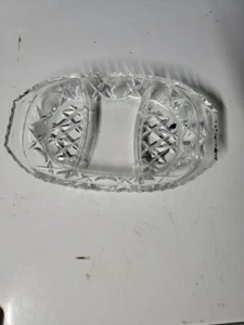 Bohemian Czech Crystal 24% Lead Crystal 3-Compartment Candy Dish / Relish Tray - Picture 1 of 3