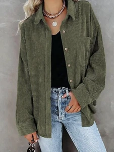 Textured Pocket Button Front Corduroy Oversized Shacket XL - Picture 1 of 4