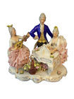 Vintage Dresden German Porcelain Lace Figure Seated Group Of Musicians