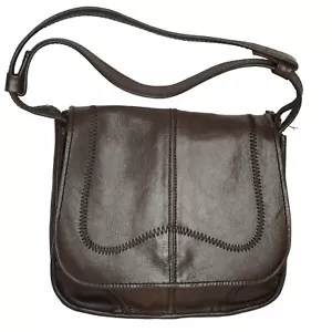 Borsa a tracolla vintage borsa marrone pelle chiusura a lembo cinturino regolabile - Foto 1 di 8