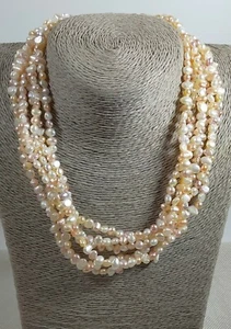 Collar Vintage 16" Perla Barroca Multi Hilo Cierre Plata 925 Regalo Nupcial - Imagen 1 de 4