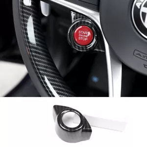 Carbon Fiber Engine Start Stop Button Cover Trim For Alfa Romeo Tonale 2023-2024 - Foto 1 di 7