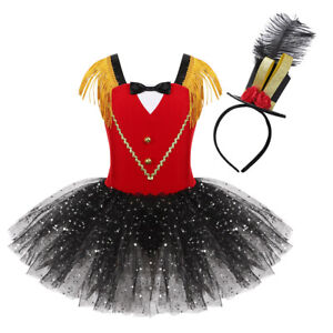 Kids Girls Halloween Circus Ringmaster Costume Dancewear Party Cosplay Dress Up 