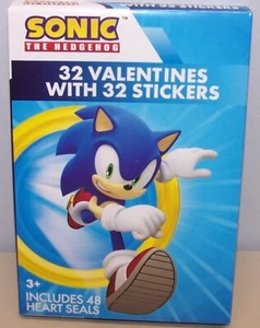 Valentines Day Exchange Cards (Box of 32) with Stickers Sonic The Hedgehog - Picture 1 of 4