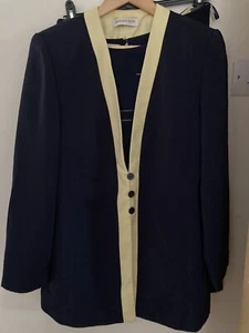 Beautiful 3piece Jacques Vert Navy Suit Size 12 - Picture 1 of 6