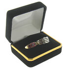 Black Velvet Double Ring Box Display Jewelry Gift Box Engagement Gold Trim 1 Dzn