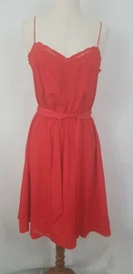 Ladakh Red Spaghetti Strap Lined Sundress with Belt, Size AU 10, US 6. - Picture 1 of 8