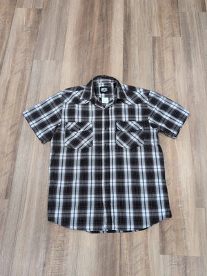 Key Pearl Snap Western plaid Shirt Mens  Black Short Sleeve Medium  - Image 1 of 4