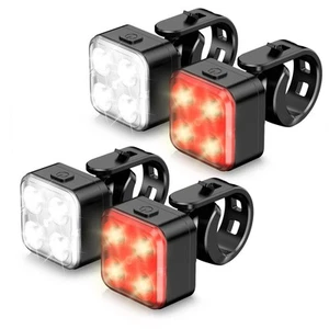 Bike Lights Set, Rechargeable Bicycle Lights Front and Rear, 4 Light Mode Opt... - Picture 1 of 7