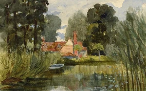 Pickford Robert Waller, Moulin de l'Eau – c.1890s Peinture à l'aquarelle - Imagen 1 de 3