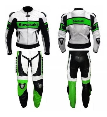 KAWASAKI LEATHER RACING SUIT CE APPROVED PROTECTION Cowhide leather suit - Image 1 of 4