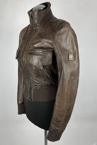 Vintage Belstaff Brown Women’s Leather Bomber Jacket Size 40 - Picture 1 of 19