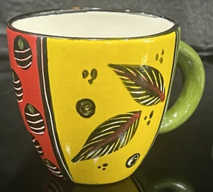 Studio Art Pottery Handcrafted Hand Painted Coffee Mug Artist Signed 16 oz - Picture 1 of 10