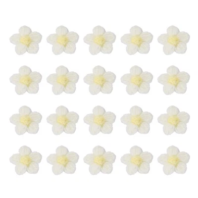 20Pcs Crochet Flowers, 45 x 45mm Handmade Floral Applique, White&Yellow Foto 1 de 4