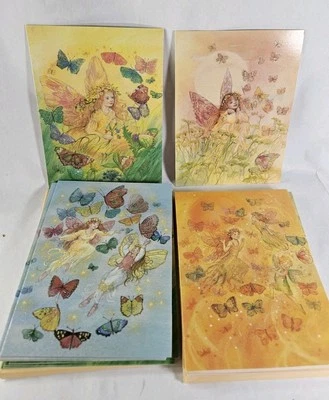 Juego de 20 tarjetas + sobres Butterfly Fairies brillantes en blanco Foto 1 de 4