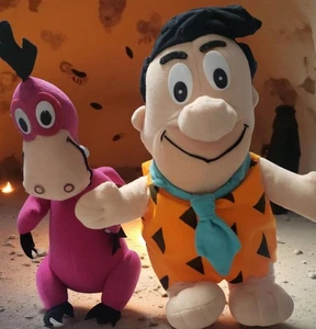 1993 Flintstones Plush Set – Fred & Dino by Play By Play – Vintage Hanna-Barbera - Picture 1 of 13
