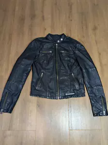 Superdry Angel biker leather jacket Size M (UK 10) VGC, dark brown - Picture 1 of 17