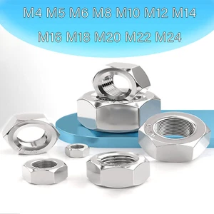 UNF A2 Stainless Steel Hex Full Nuts M4 M5 M6 M8 M10 M12 M14 M16 M18 M20 M24 - Picture 1 of 26