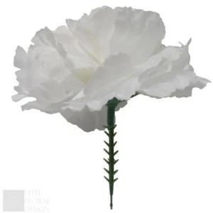 White Carnation Picks Artificial Corsage Florist Funeral 1-5 -10 -20-100 -144 - Picture 1 of 2