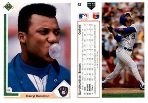 1991 Upper Deck Baseball Card 42 DARRYL HAMILTON MILWAUKEE BREWERS