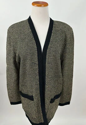 Винтажный SAN REMO вязаный черный золотой кардиган свитер L/XL - Изображение 1 из 3