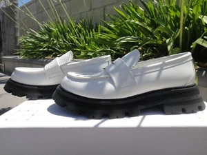 Alexander McQueen WANDER Leather Penny Loafers Platform New Ivory Wmn's Size 38 - Picture 1 of 12
