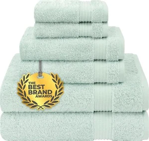 6 Piece Towel Set, 100% Cotton Soft Absorbent Turkish Towels - Picture 1 of 8