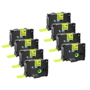 8PK Compatible with Brother PTouch Tze Tz C51 Fluorescent Yellow Label Tape 24mm - Picture 1 of 11