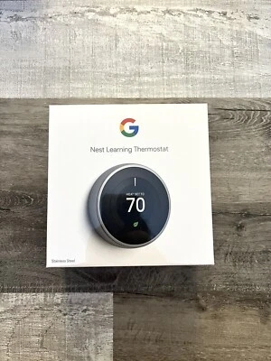 SEALED: Google Nest 3rd Gen Learning WIFI Thermostat Stainless Steel T3007ES ! - Image 1 of 4