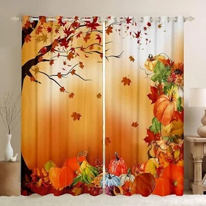 Fall Pumpkin Darkening Dreapes Halloween Themed Curtains for Bedroom Living R... - Picture 1 of 8